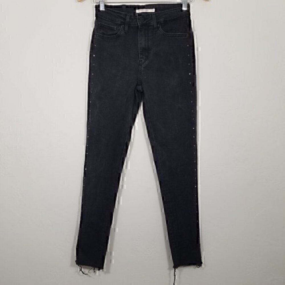 Levi's 721 High Rise Skinny Black Tab Stretch Raw Hem Jeans Size 27